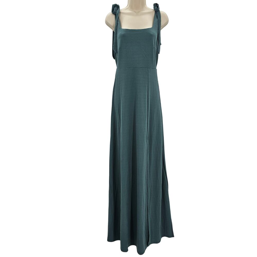 Birdy Grey Womans size S Alex Square Neck Crepe Formal Maxi Dress Gown Green NEW